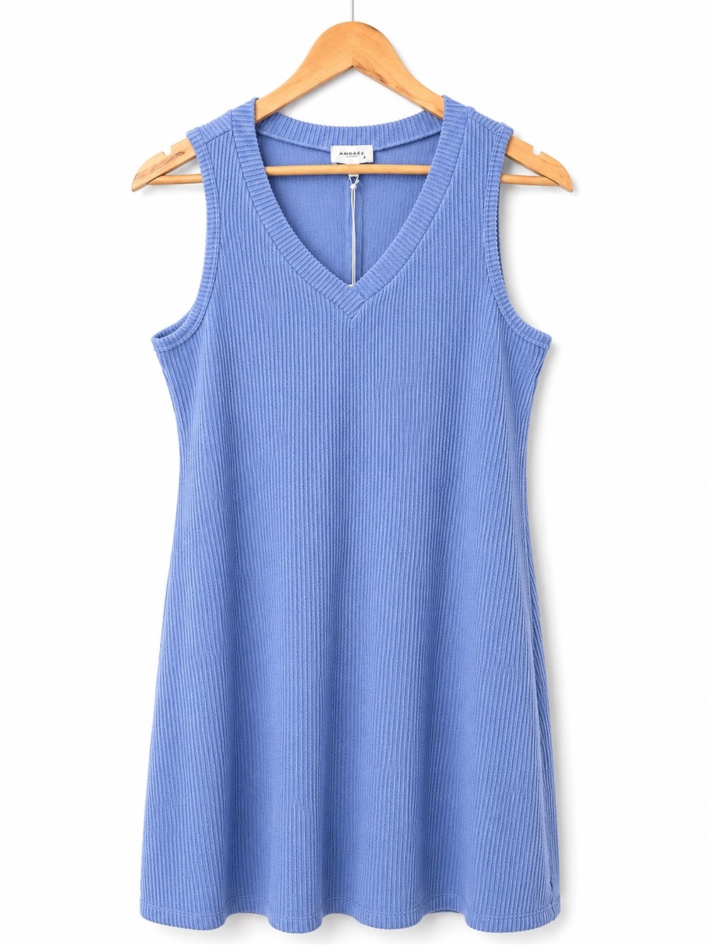 Andree NWT Soft Blue Ribbed Dress Size Large Swim Cover Up Lounge Dress